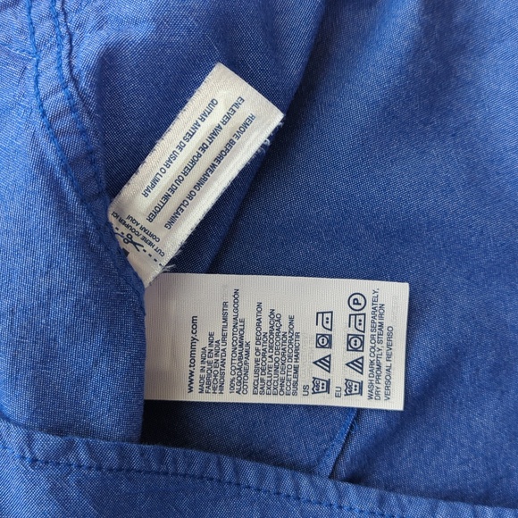 TOMMY HILFIGER BLUE LONG SLEEVE SHIRT SIZE MEDIUM. - Picture 7 of 13